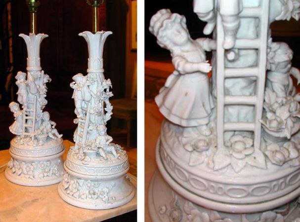 Lot image - Pair of Blanc de Chine Porcelain Lamps