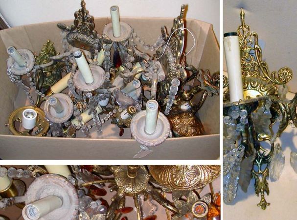Lot image - Miscellaneous Group of Gilt-Metal Sconces and Hanging Fixture