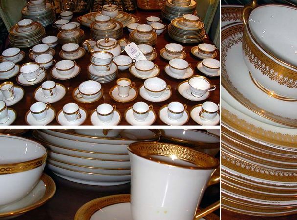 Lot image - Assembled Limoges Porcelain Gilt Bordered Partial Dinner Service