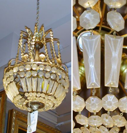 Lot image - French Style Metal and Crystal Hall Light