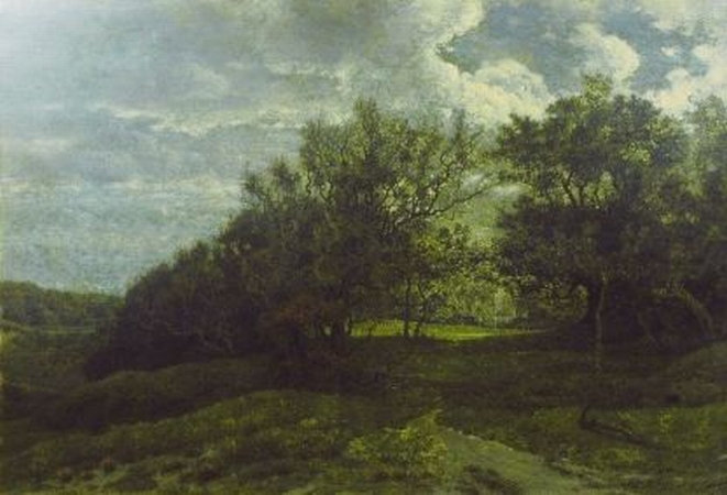 Lot image - Jean Pierre Francois Lamoriniere Belgian, 1828-1911 WOODED LANDSCAPE AT DUSK