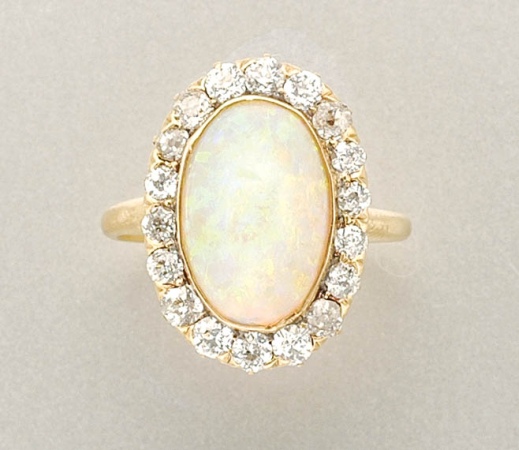 Lot image - Opal and Diamond Ring