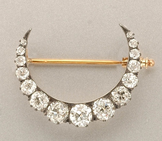 Lot image - Antique Diamond Crescent Pin