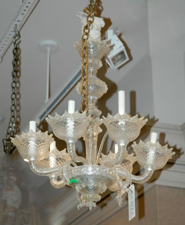 Lot image - Venetian Glass Six-Light Chandelier