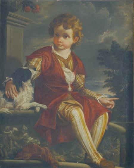 Lot image - Neapolitan School 17th Century Little Boy in Fancy Dress with a Spaniel