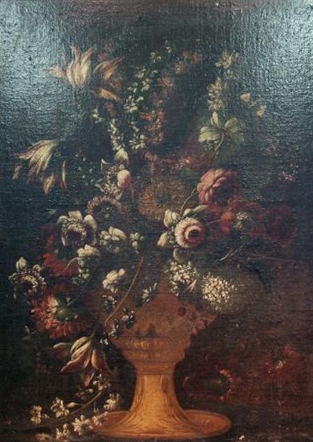 Lot image - Flemish School 17th Century Floral Still Life with a Butterfly