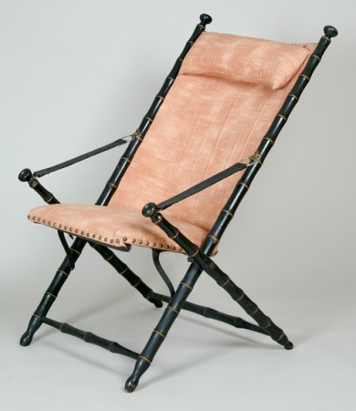 Lot image - Regency Style Ebonized and Leather Stargazing Chair
