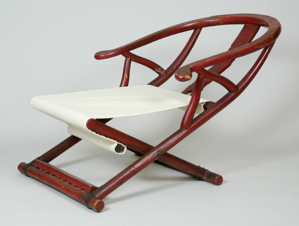 Lot image - Rare and Unusual Chinese Red Painted Stargazing Chair