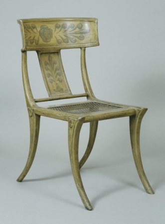 Lot image - Rare Swedish Neoclassical Painted Metal Klismos Chair