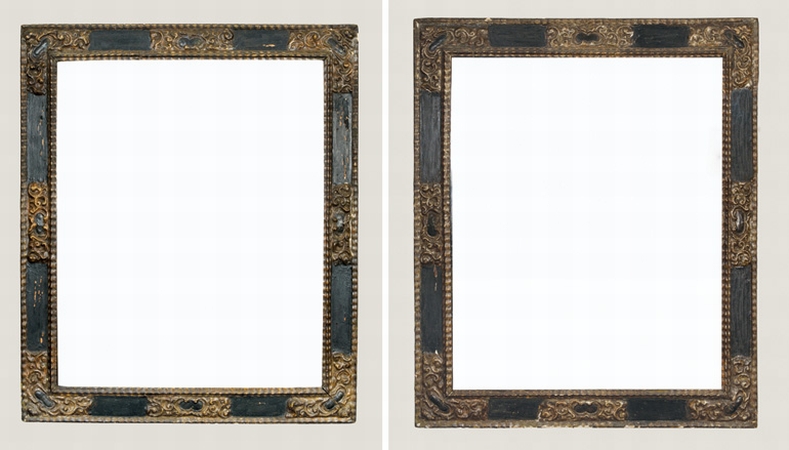 Lot image - Fine Pair of Spanish Baroque Ebonized and Silver Gilt Mirrors