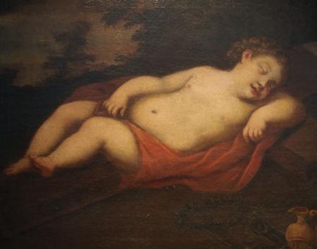 Lot image - Neapolitan School 17th Century The Sleeping Christ Child with the Instruments of the Passion