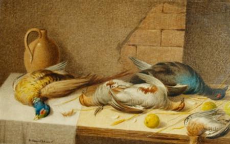 Lot image - W. Cruikshank British, 19th Century Still Life with Game: Two