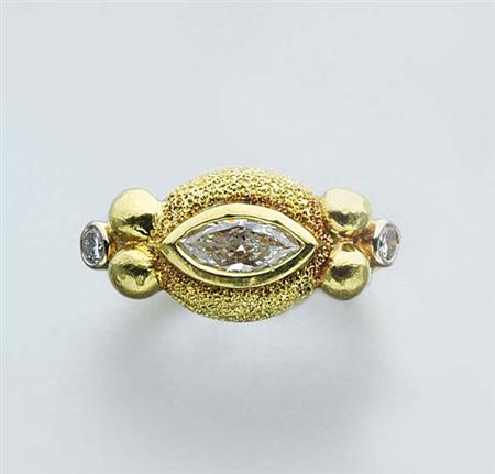 Lot image - Gold and Diamond Ring