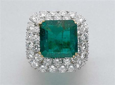 Lot image - Emerald and Diamond Ring