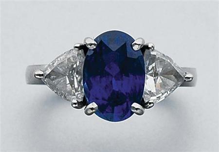 Lot image - Sapphire and Diamond Ring