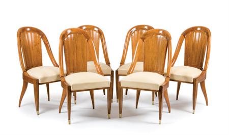 Lot image - EMILE-JACQUES RUHLMANN French, 1879-1933 Six Dining Chairs, circa 1925