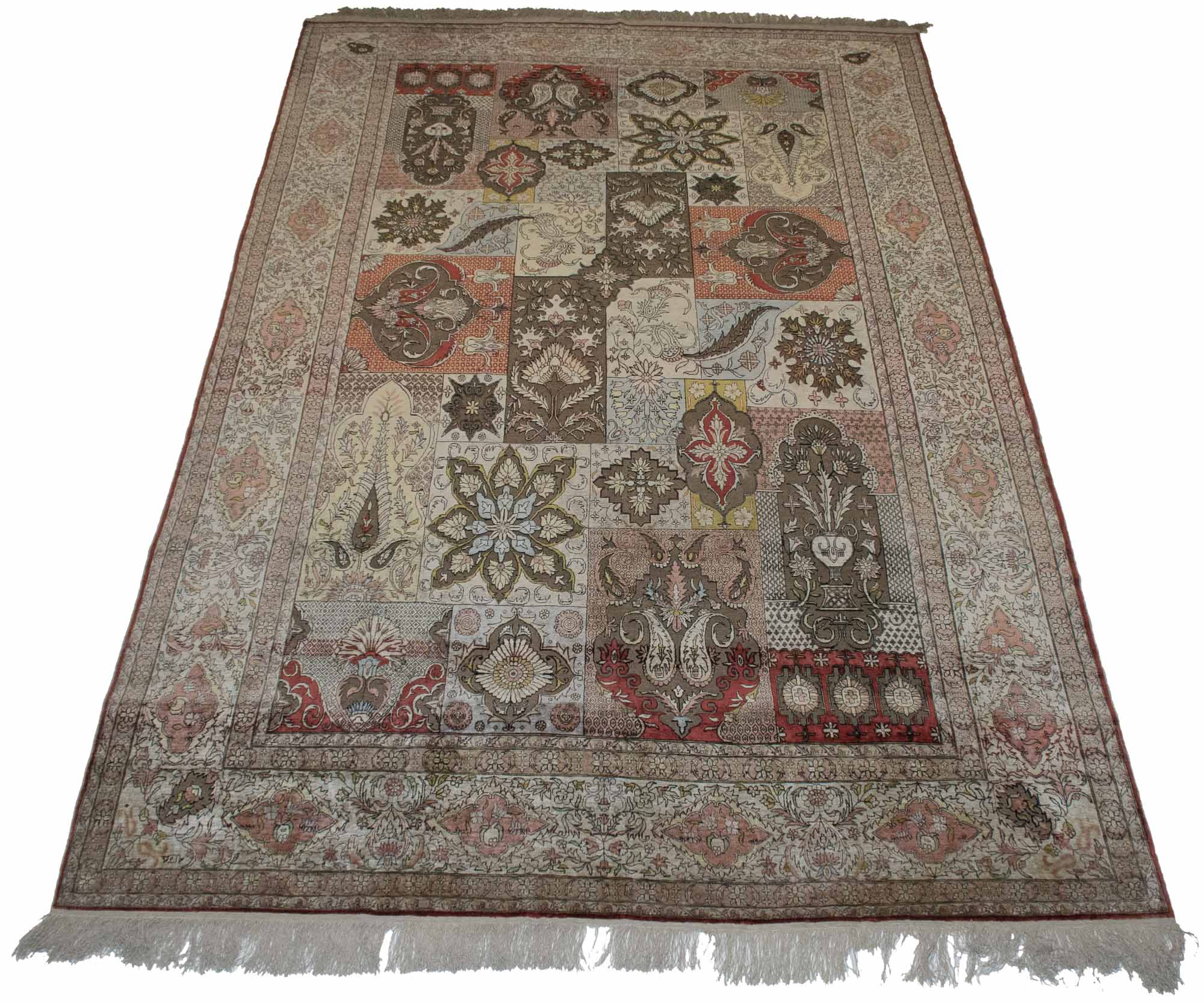 Lot image - Silk and Metallic Hereke Carpet