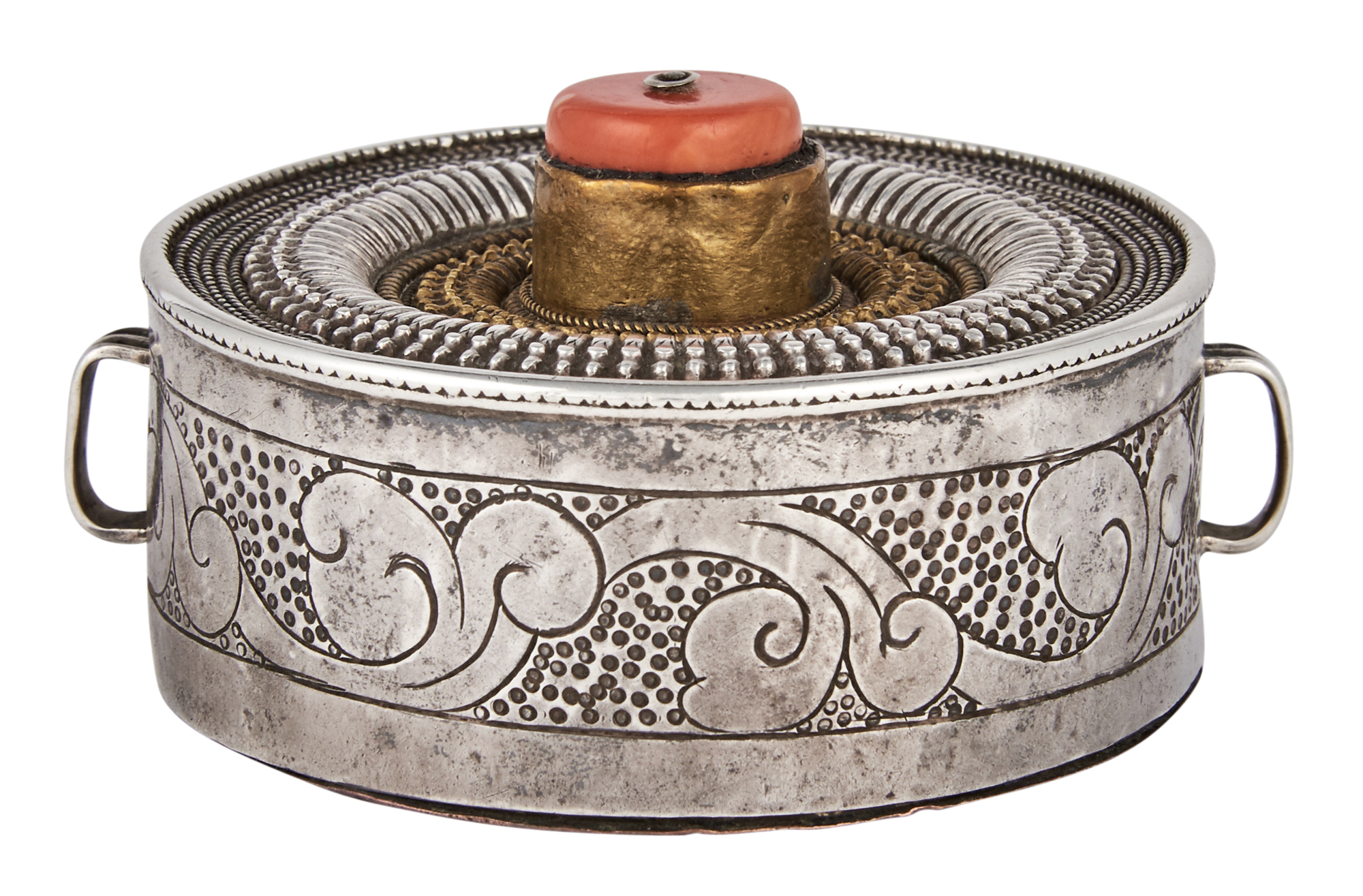 Lot image - A Tibetan Parcel Gilt Silver Box