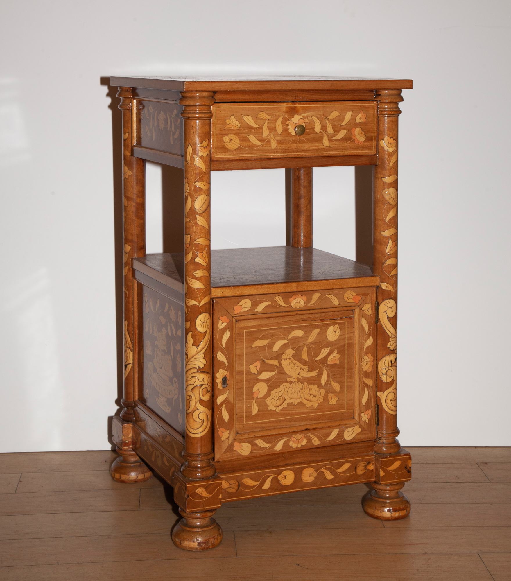 Lot image - Dutch Inlaid Mahogany Floral Marquetry Side Table
