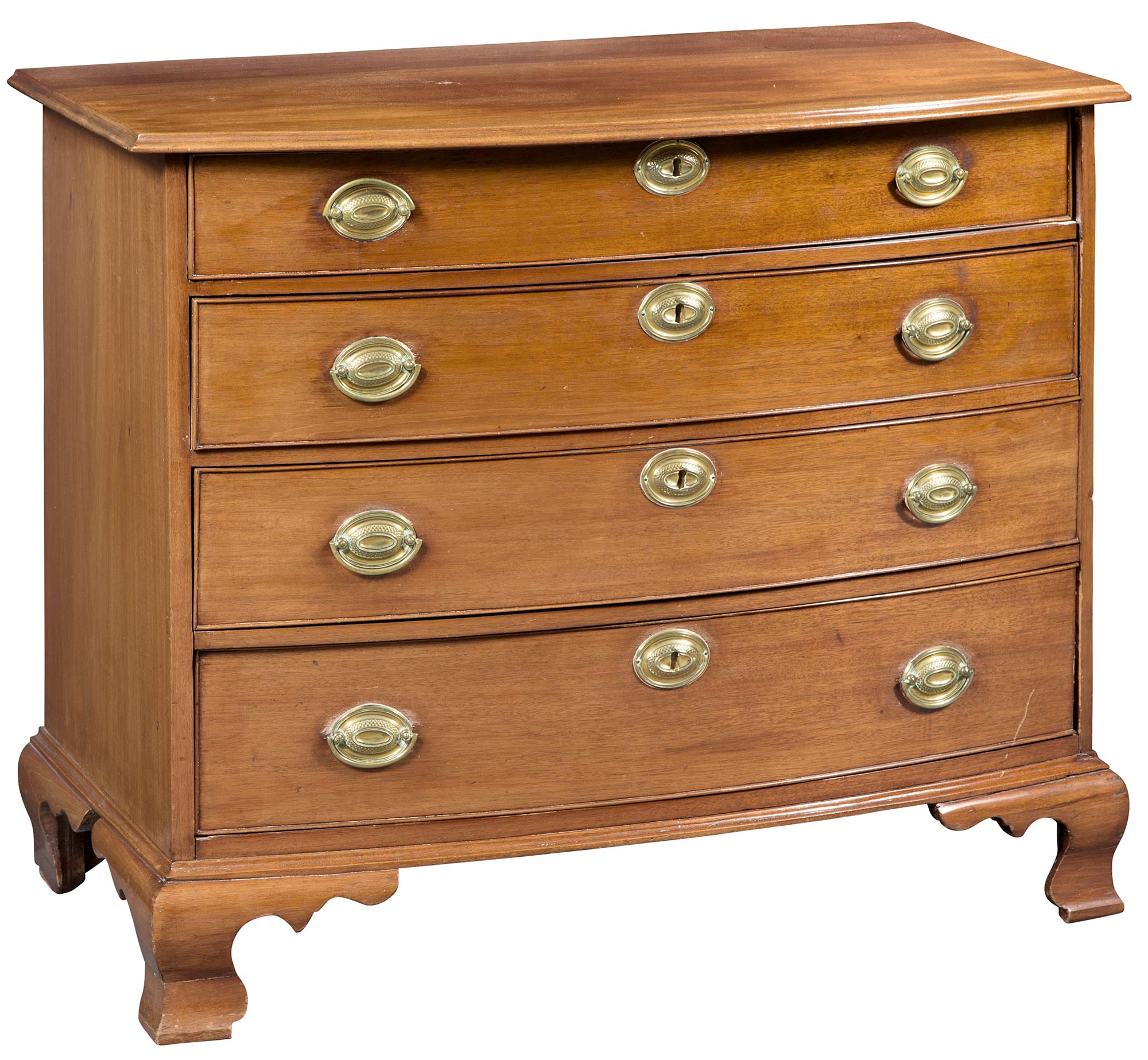 Lot image - Chippendale Mahogany Bow-Front Chest of Drawers