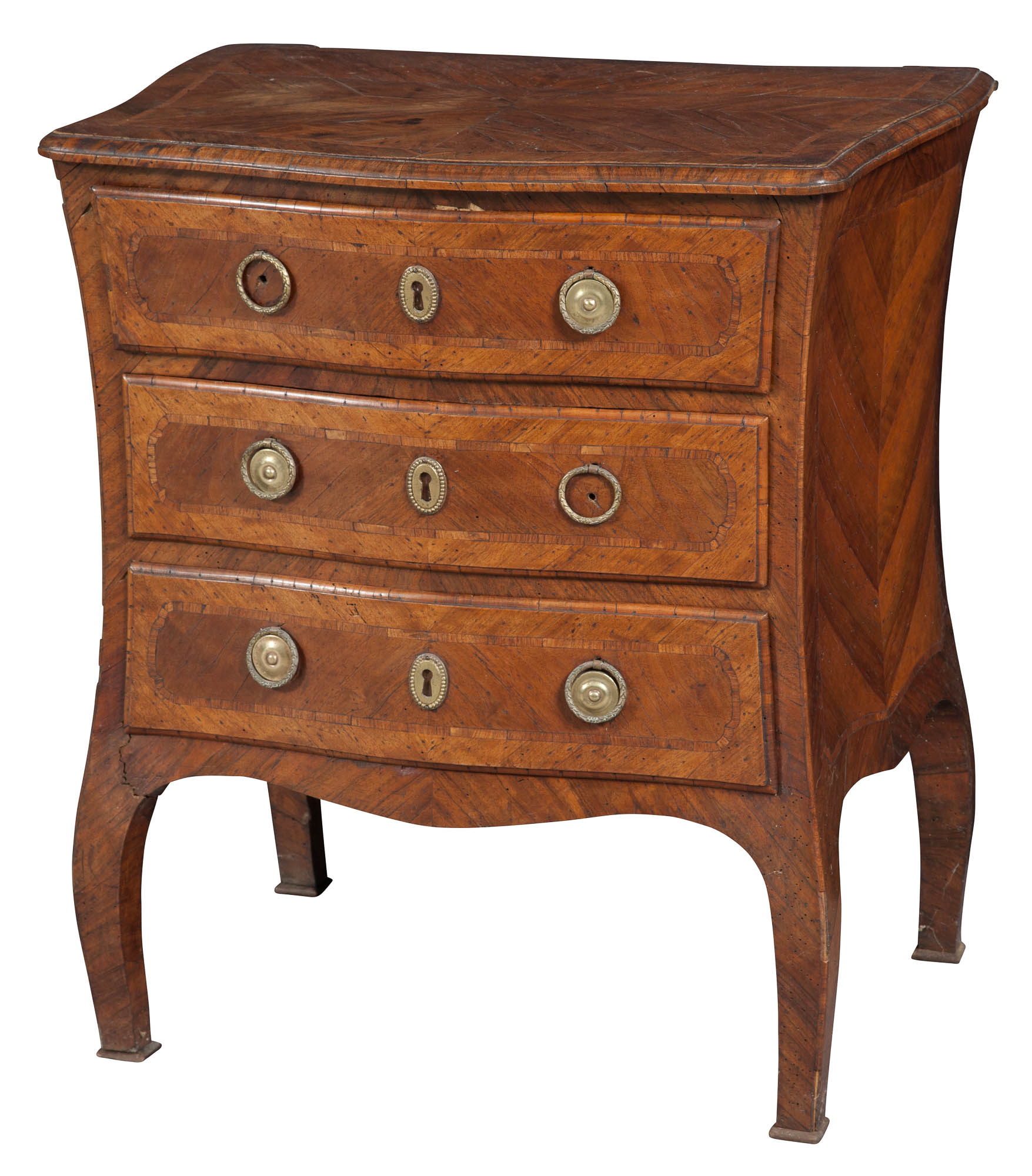 Lot image - Italian Walnut Parquetry Commodino