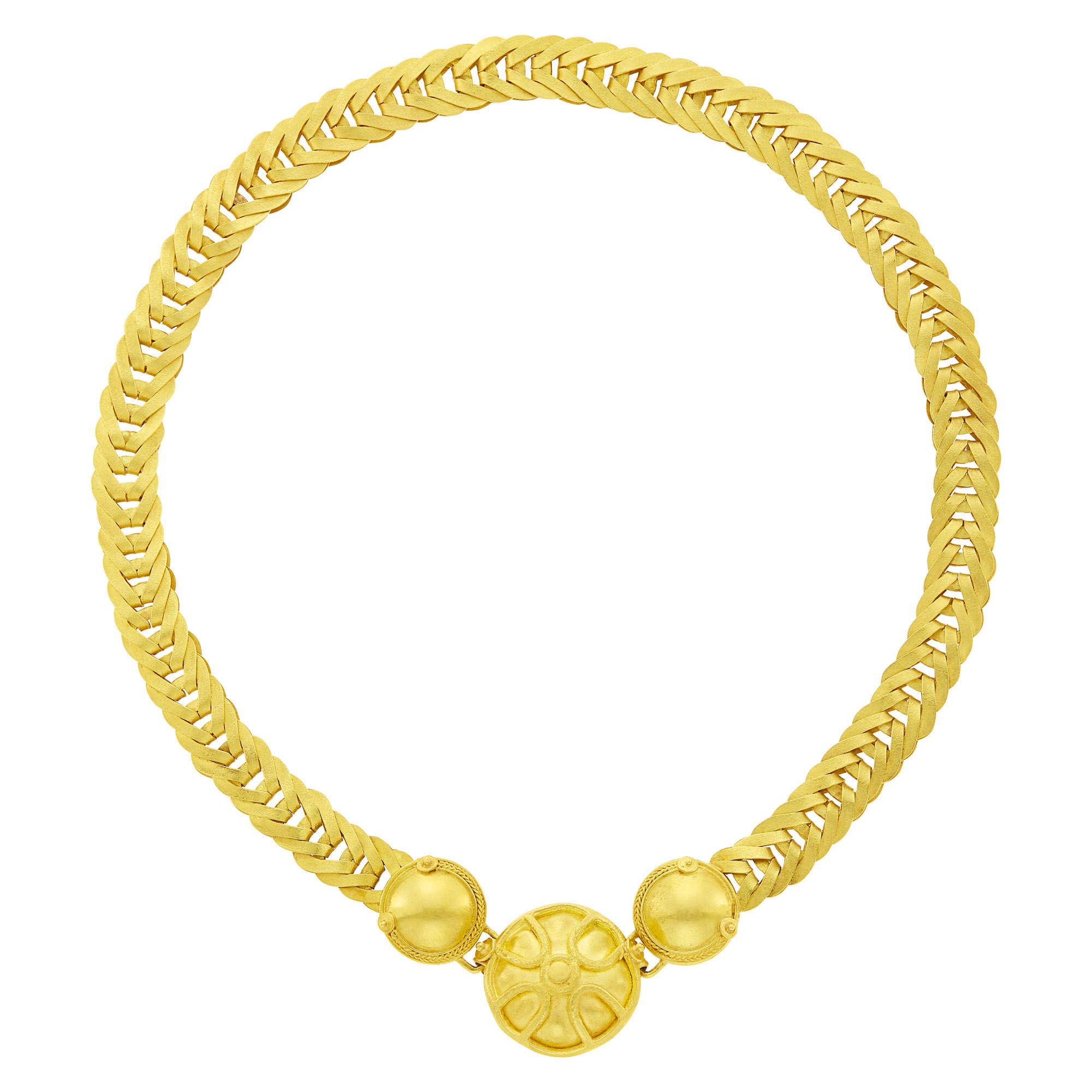 Lot image - High Karat Gold Woven Link Necklace