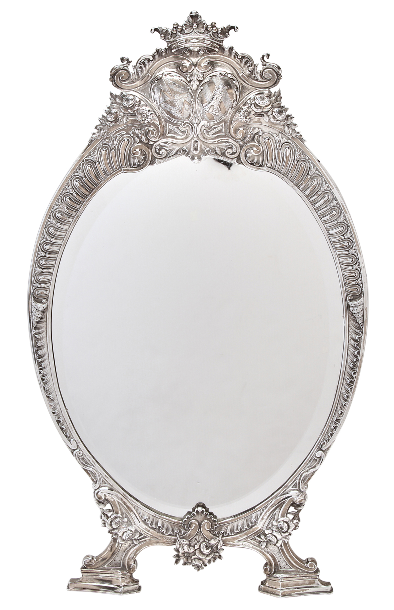 Lot image - Continental Silver Plated Dressing Mirror
