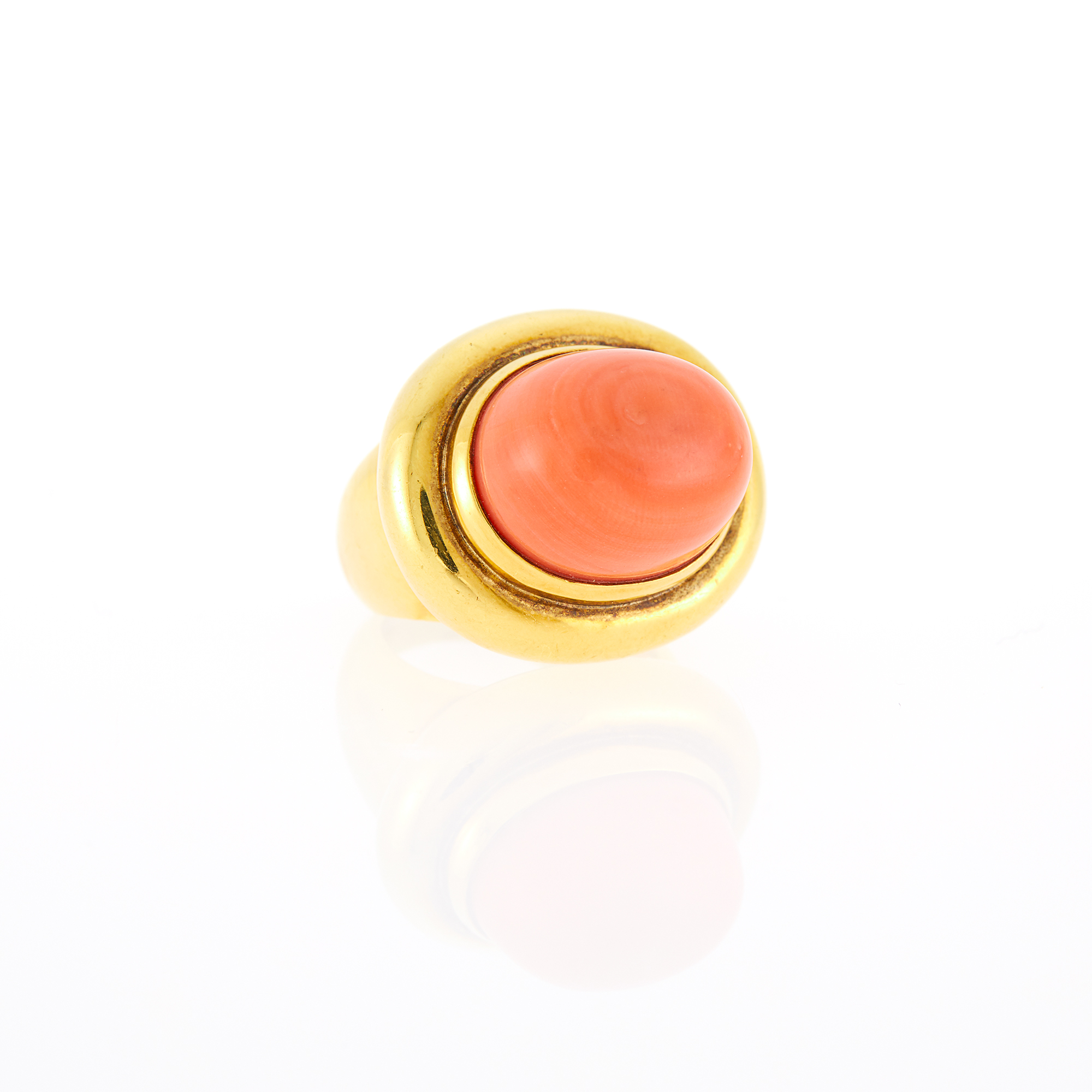 Lot image - Ron McNamer Gold and Coral Ring