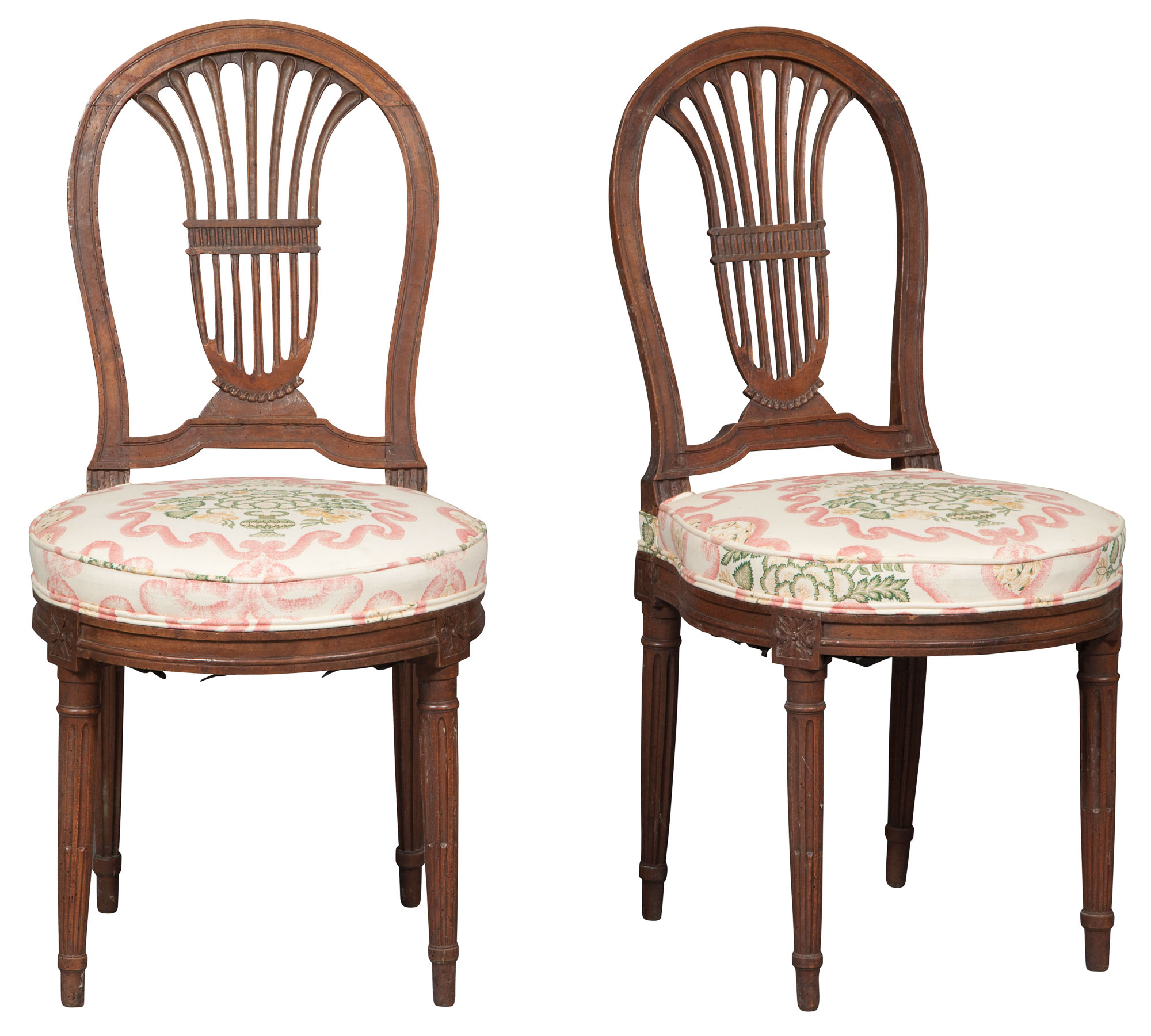 Lot image - Pair of Louis XVI Walnut Side Chairs