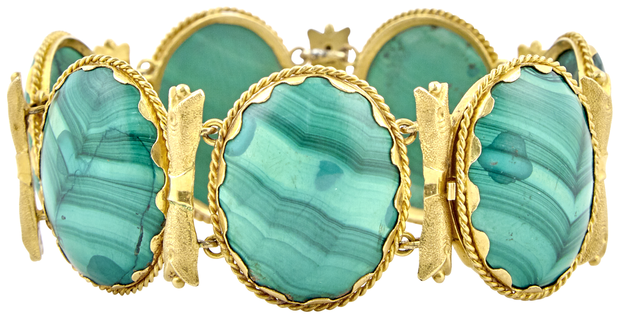 Lot image - Russian Gold and Malachite Bracelet