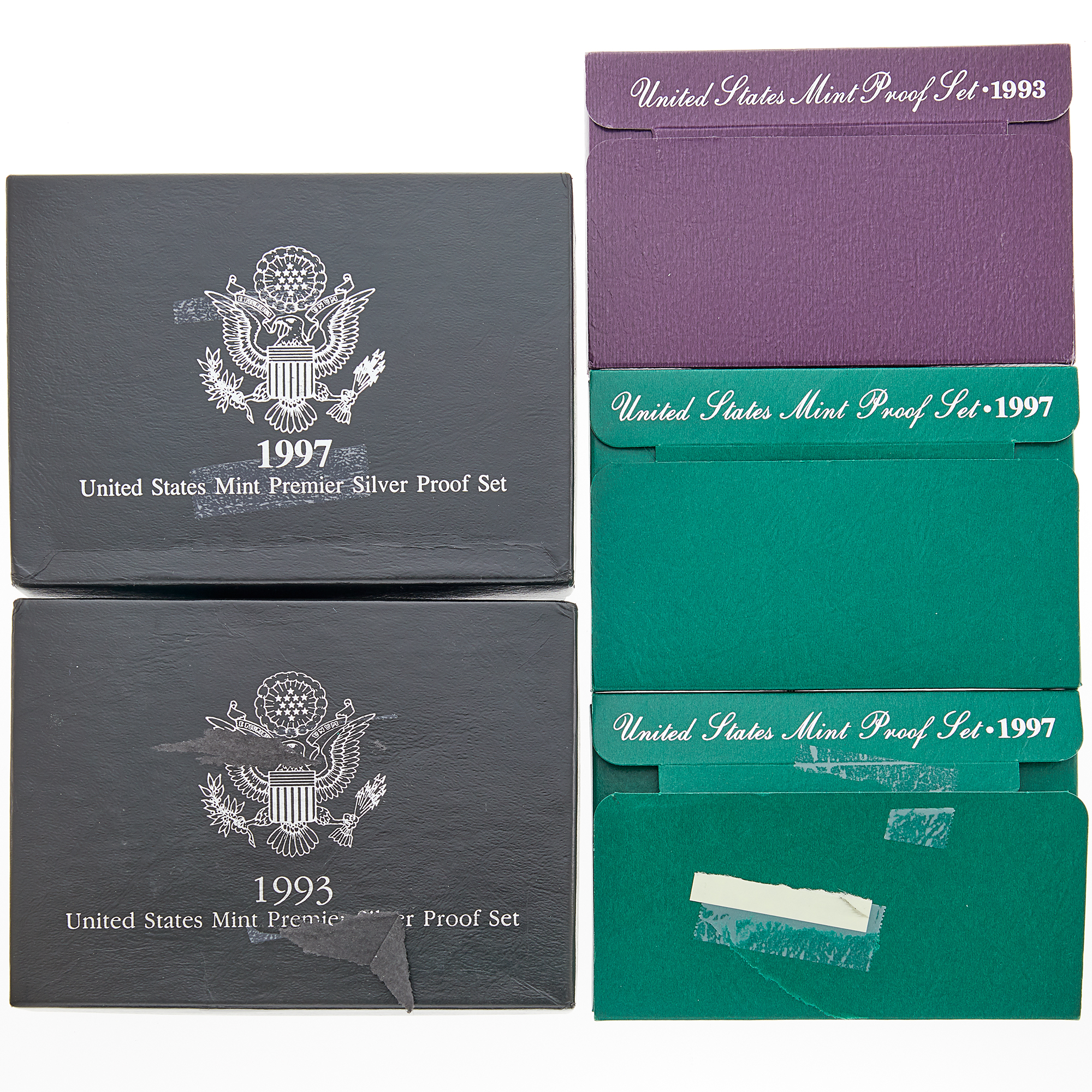 Lot image - Three United States Mint Proof Sets and Two United States Mint Premier Silver Proof Set