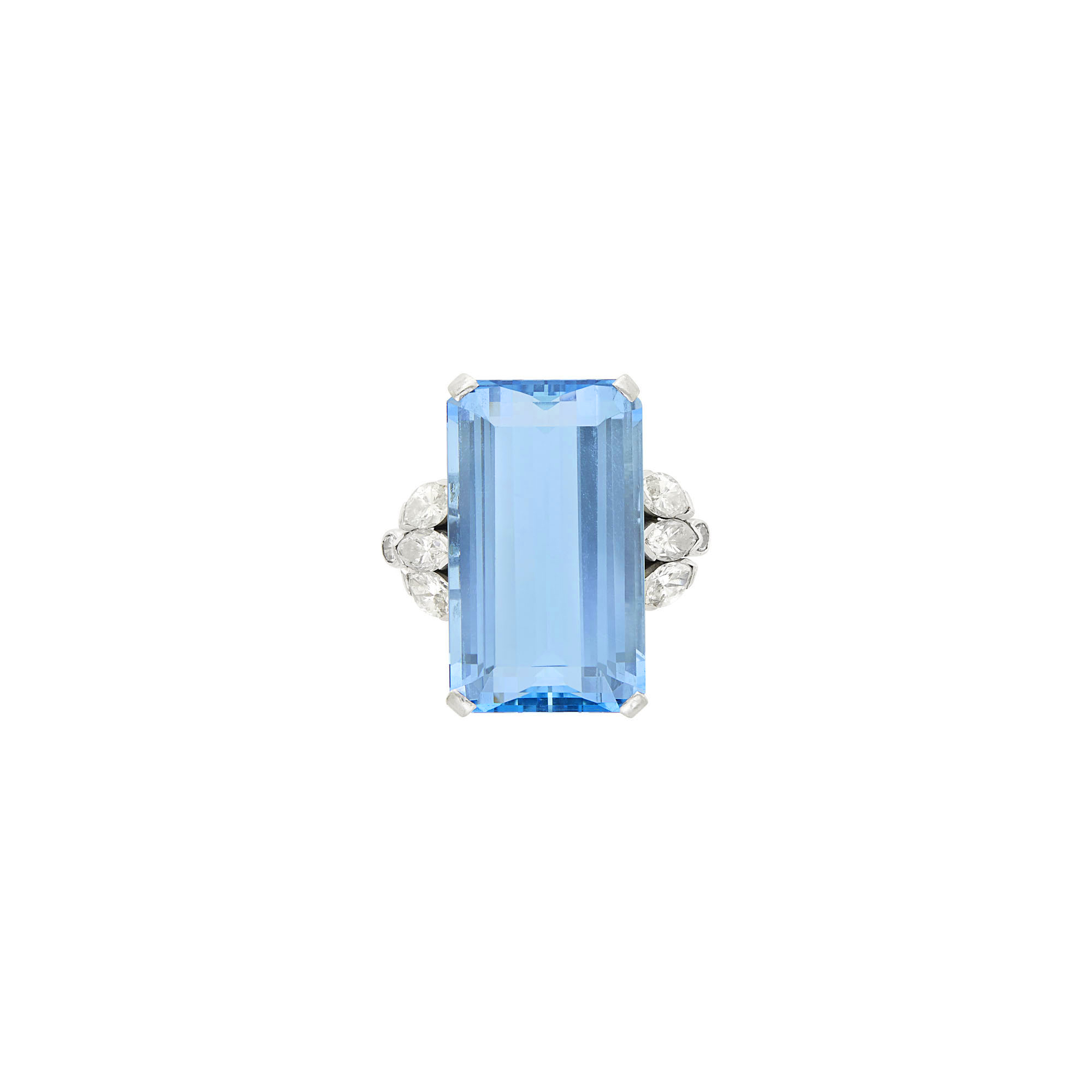 Lot image - Cartier Platinum, Aquamarine and Diamond Ring