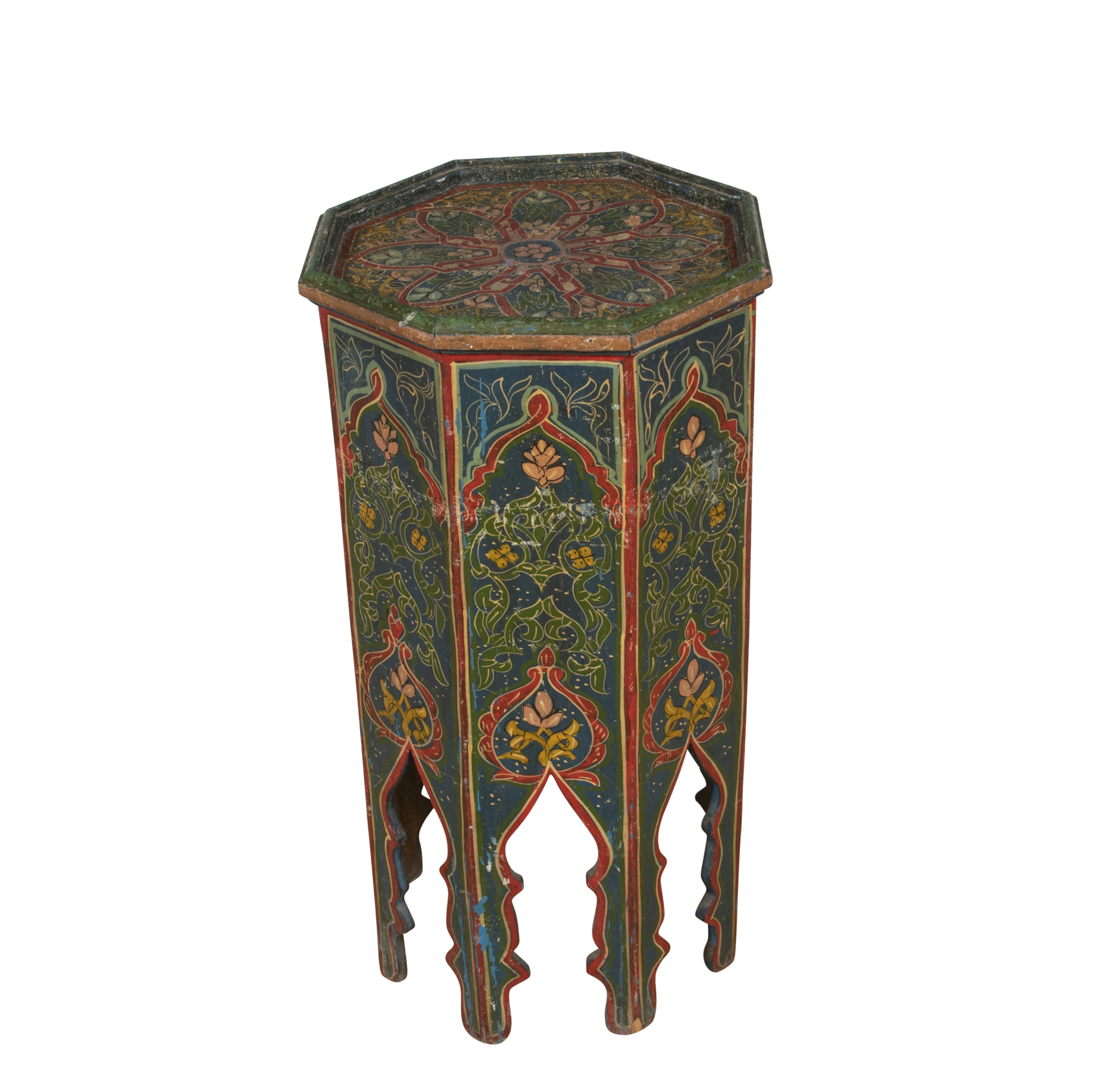 Lot image - North African Painted Wood Octagonal Table