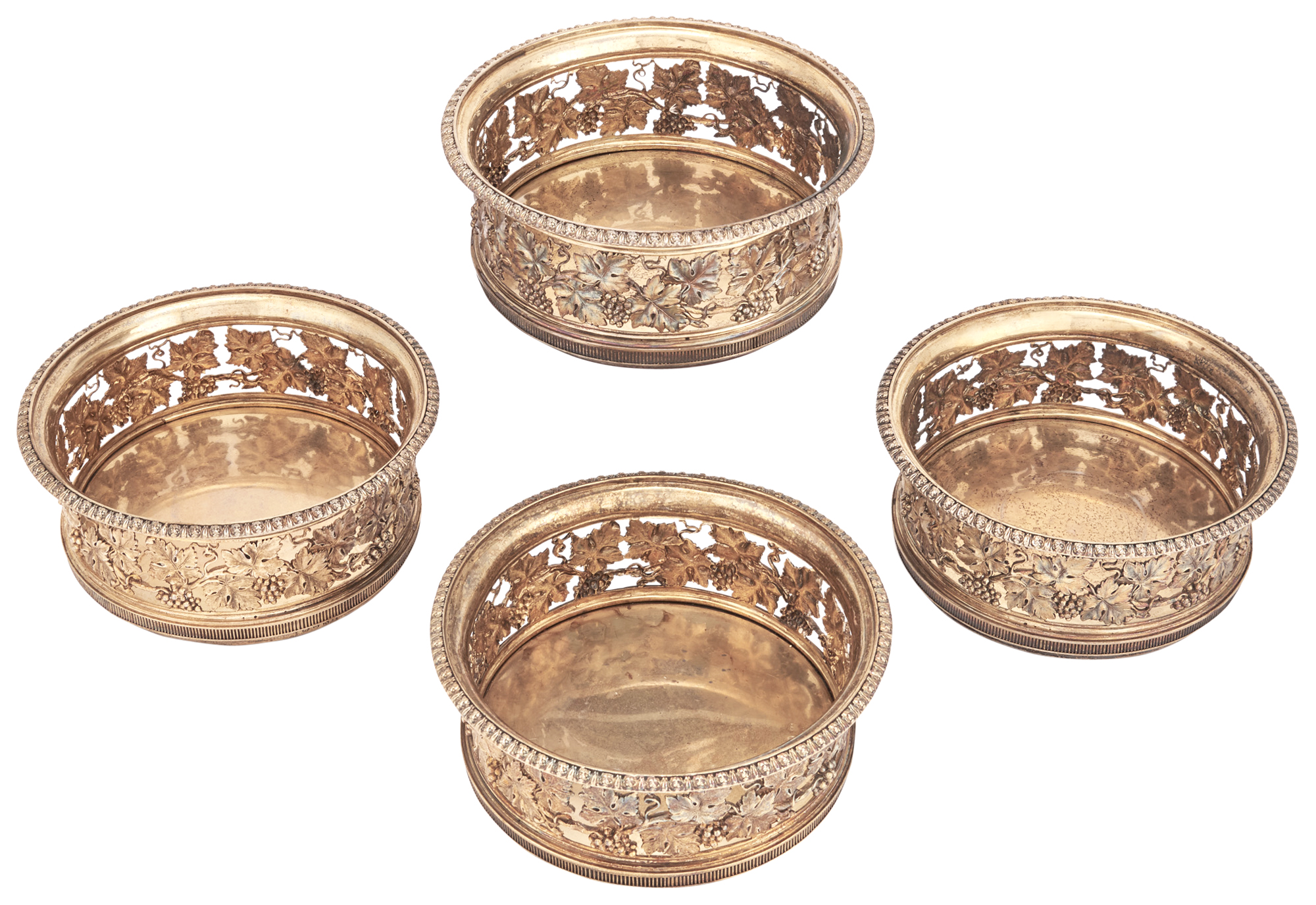 Lot image - Set of Four George III Sterling Silver Wine Coasters