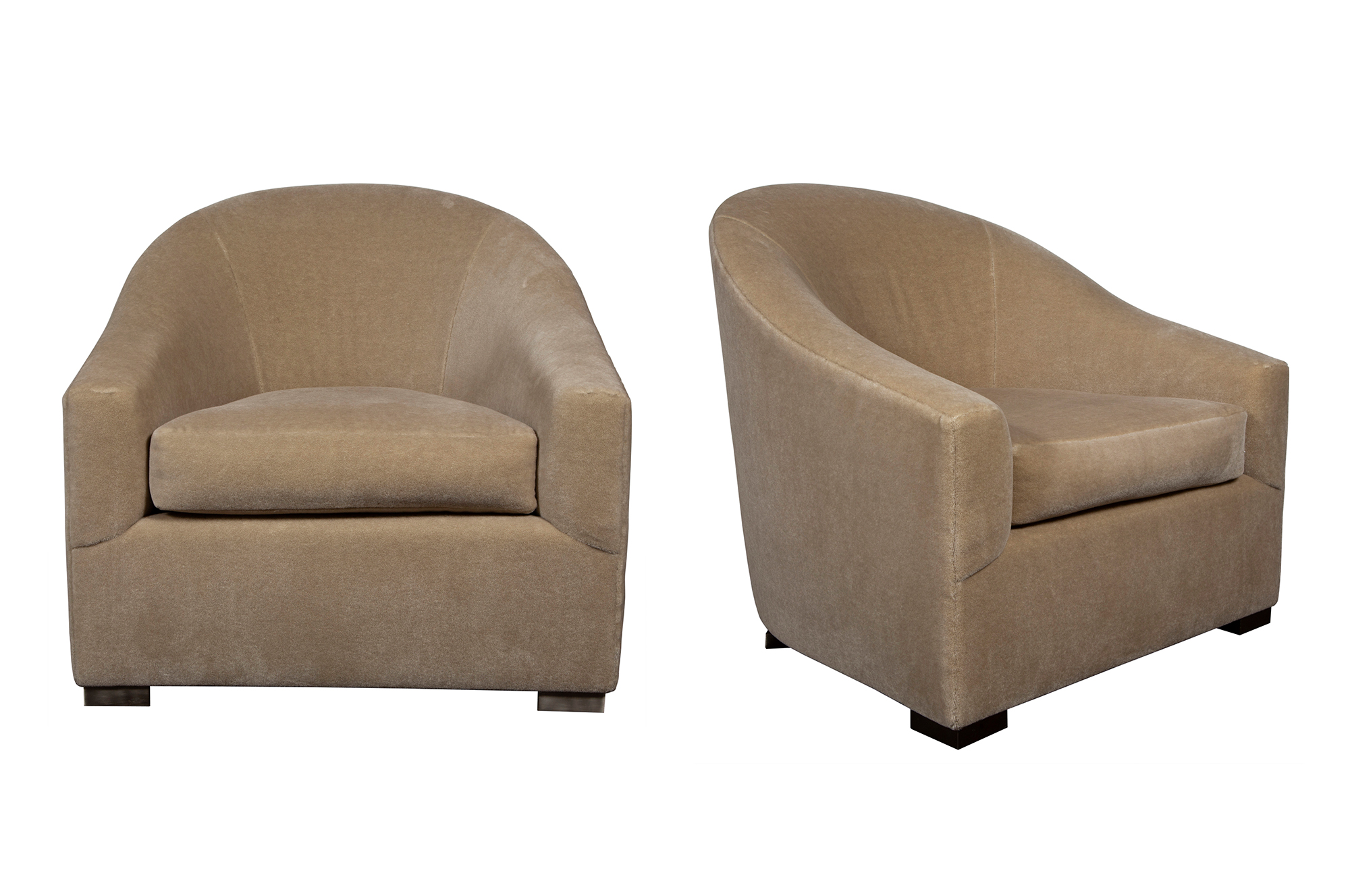 Lot image - Pair of Jonas Silk Velvet Upholstered Club Chairs