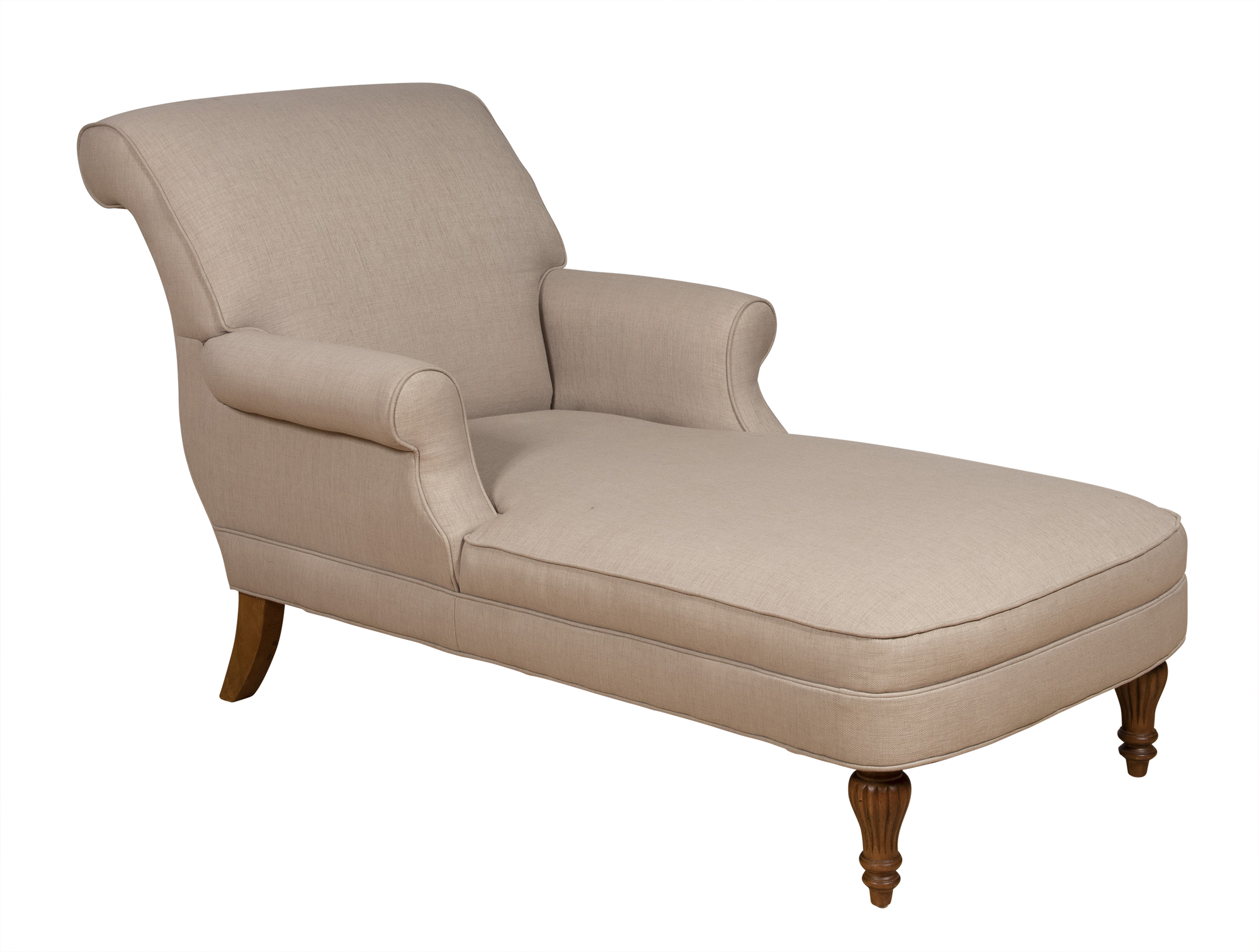 Lot image - Upholstered Stained Wood Chaise Longue