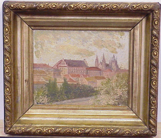 Lot image - C. Duval 20th Century VIEW OF THE CATHEDRAL Signed (ll) Oil on panel 8 3/8 x 10 3/8 inches