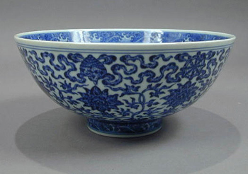 Lot image - Rare Blue and White Eight-Lotus, Buddhist Symbols