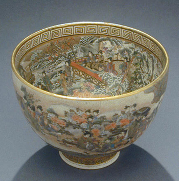 Lot image - Finely and Elaborately Enameled Satsuma Bowl Meiji Period,