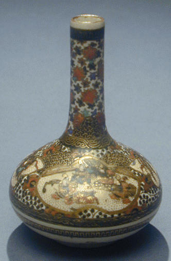 Lot image - Miniature Satsuma Bottle Vase Meiji Period, signed Ko/Kyozan