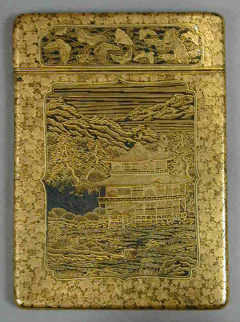 Lot image - Komai Style Gold-Inlaid Card Case Meiji Period