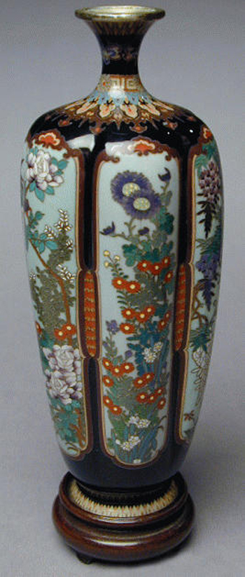 Lot image - Hexalobed Cloisonne Vase Meiji Period