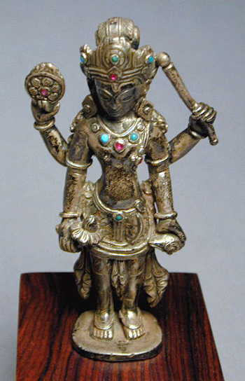 Lot image - Nepalese Silver Figure of Vishnu 18th Century