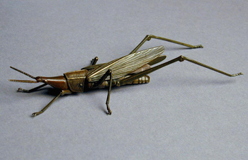 Lot image - Fine Myochin Style Sentoku and Copper Articulated Insect Meiji Period