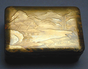 Lot image - Good Silver-Mounted Lacquer Kobako 19th Century