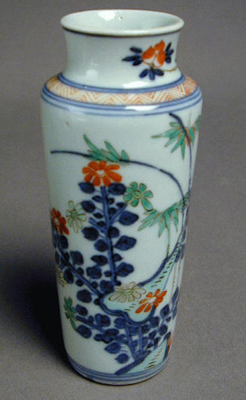Lot image - Blue and White and Enameled Miniature Vase Early 18th century