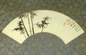 Lot image - Gejo Keikoku (1842-1920) FAN PAINTING OF BAMBOO