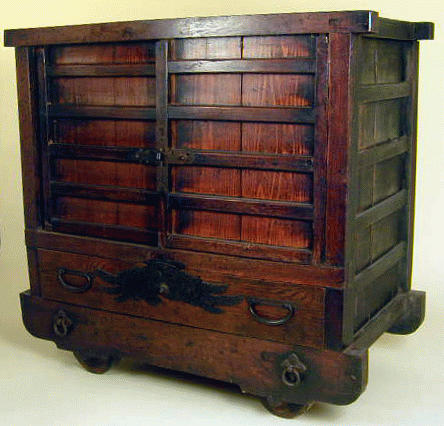 Lot image - Iron-Mounted Kuruma-Dansu Meiji Period