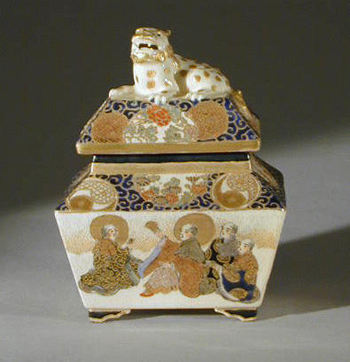 Lot image - Enameled Satsuma Incense Burner Meiji Period,
