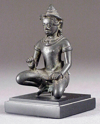 Lot image - Fine Khmer Bronze Figure of a Supplicant, Possibly King Suryavarman II  12th Century
